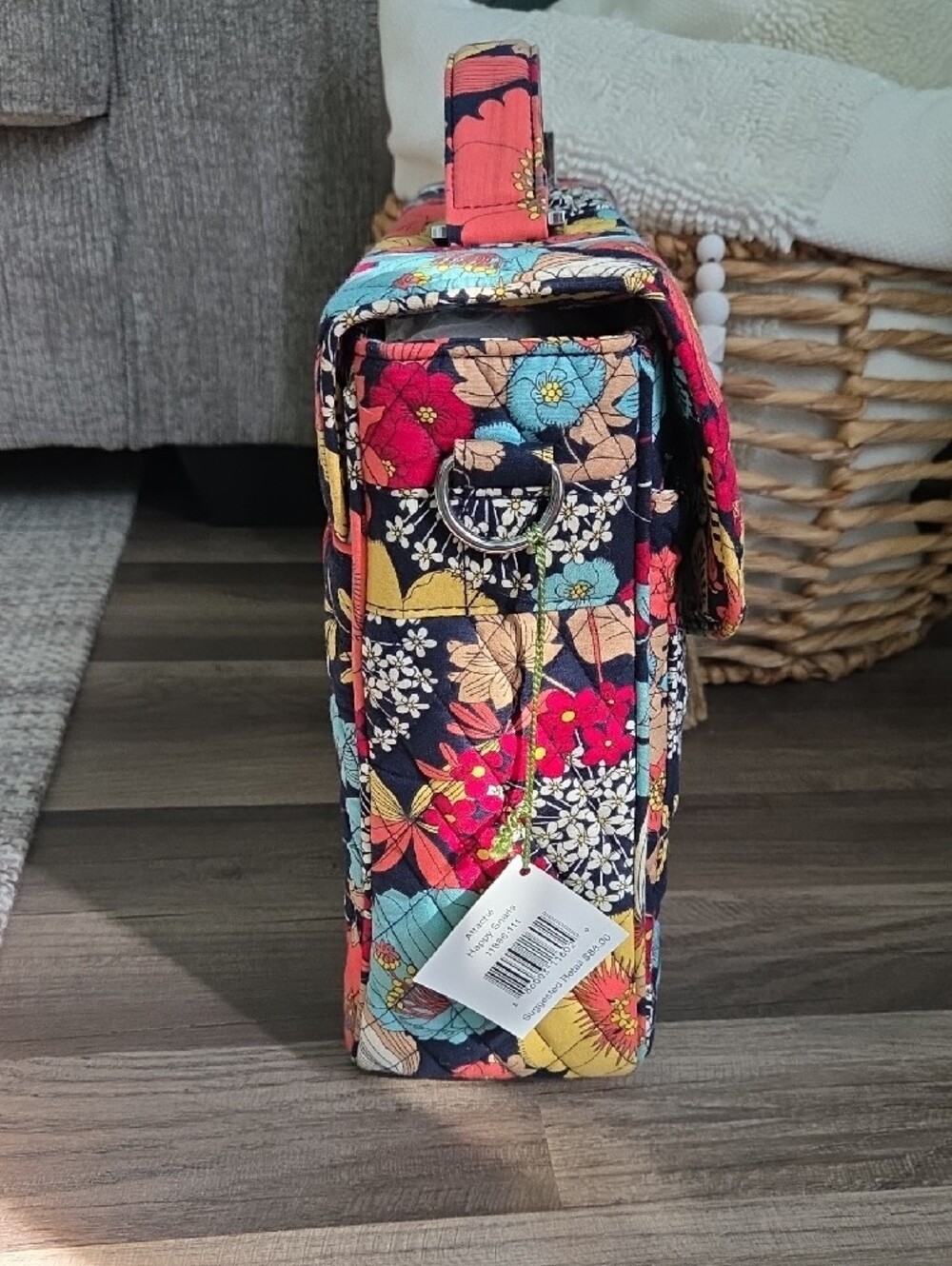Vera Bradley Happy Snails Quilted Laptop Satchel with Bright Floral Print NWT - Picture 5 of 17
